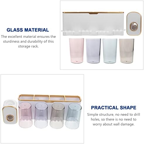 Cabilock 1 conjunto da família e copo de rack copo de rack copo de dente plástico para banheiro higinemas de armazenamento