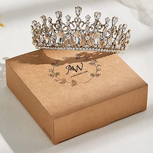 AW Tiaras e coroas de noiva para mulheres, a rainha Princesa Band da cabeça para o aniversário do concurso de casamento, bronze