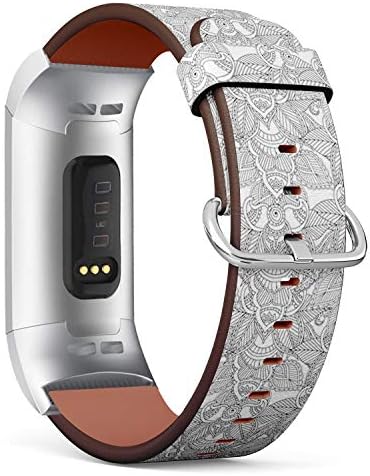 Compatível com Fitbit Charge 4, Charge 3, Charge 3 SE - Substituição de pulseira de pulseira de pulseira de pulseira de pulseira para homens e mulheres - páginas para colorir adultspatternhenna mehendi