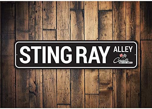 Sting Ray Alley Chevy Corvette Metal Sign, NOVYT CAR SIGN, decoração de garagem - 9 x 36 polegadas