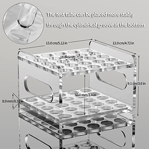 Ackers transparentes de tubo de teste acrílico, capacidade de 8, 0,7 “orifícios para tubos de teste de 10 ml