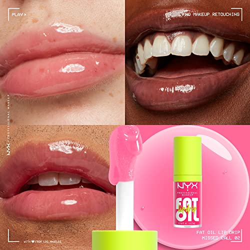 NYX Maquiagem profissional gorda de óleo gorda, hidratante, brilhante e vegano brilho labial - Chamada perdida