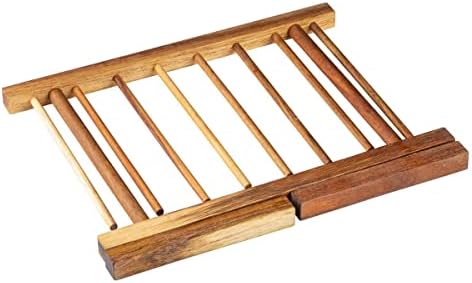 Tablecraft 11086 Rack de secagem de macarrão, altura de 14,25 polegadas, madeira acacia, natural