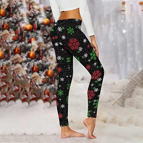 Lcepcy Yoga Pants Mulheres Mulheres Alta Tommes Controle de Papai Noel Prinha Leggings Para Exercícios de Ginás