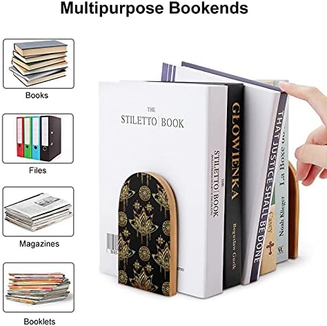 Livro de Lotus e Mandalas Eins para Prateleiras de Livros de madeira para livros pesados ​​divisor Modern Decorative 1 par