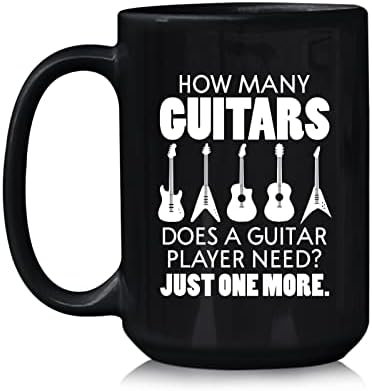 Quantas guitarras um guitarrista precisa de xícara de café | Associação de guitarristas para guitarristas, amantes da música | Caneca do guitarrista para músicos, tocadores de música | Personalize a caneca de guitarra preta 11oz 15oz
