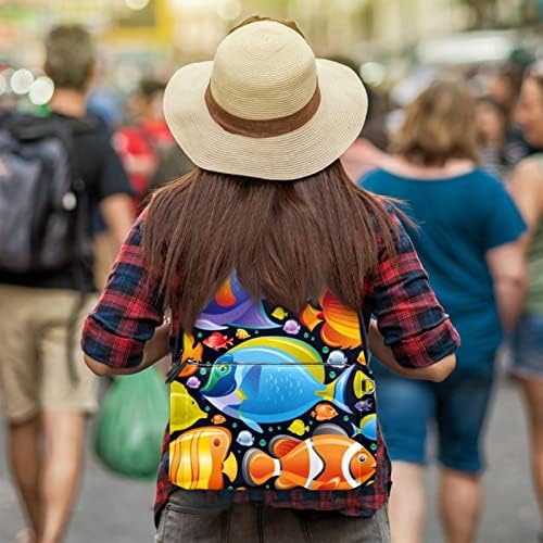 Mochila de viagem VBFOFBV para mulheres, caminhada de mochila ao ar livre esportes mochila casual Daypack, desenho animado de peixe tropical colorido