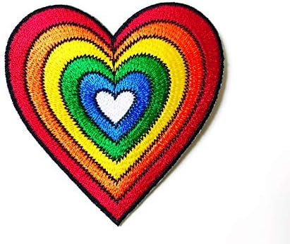 Rainbow White Heart Peace Logo Applique Bordoused Sew On Iron On Patch para Mochilas Jeans Jeans Jackets Roupas