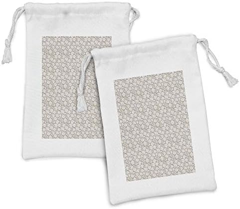 Conjunto de bolsas de tecido vintage de Ambesonne de 2, padrão floral nostálgico com flores pastel, bolsa de cordão pequena