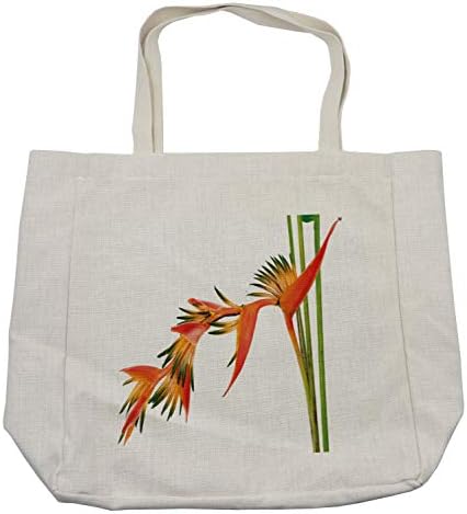 Bolsa de compras florais de Ambesonne, flores tropicais exóticas no ramo colorido tem tema do jardim da selva, impressão