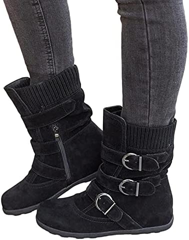 Botas Aihou para mulheres saltos baixos, elegantes botas de bezerro feminino de calf