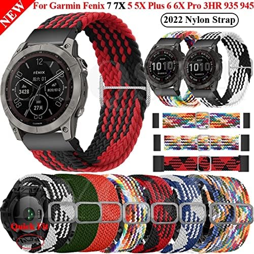 Bandkit 26 22mm Sport Nylon Watchband WristStrap para Garmin Fenix ​​7 Fenix ​​7X Easy Fit Fit Raplel ListBands Bracelet