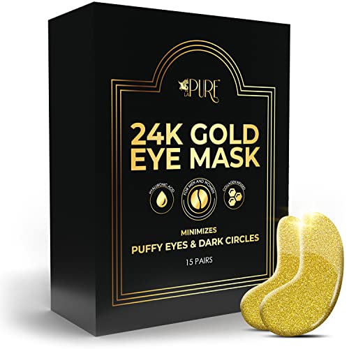 La Pure 24K Máscaras de tratamento para os olhos dourados - sob remendos oculares, círculos escuros sob tratamento ocular,