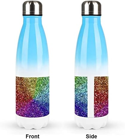 Fundo de brilho arco -íris 17oz de garrafa de água esportiva em aço inoxidável aço isolado em forma de cola reutilizável frasco esportivo