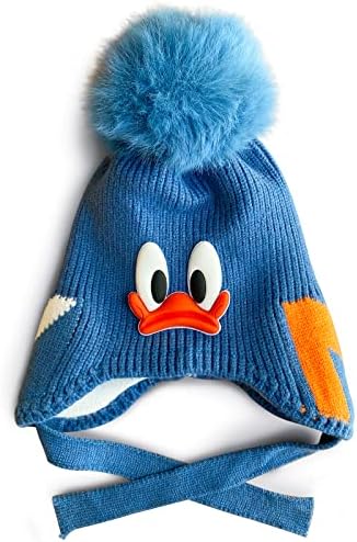 Beanie lã do filho da criança infantil chapéu de lã pura de inverno Twist Double Pom Pom lã de malha por 0-3 anos