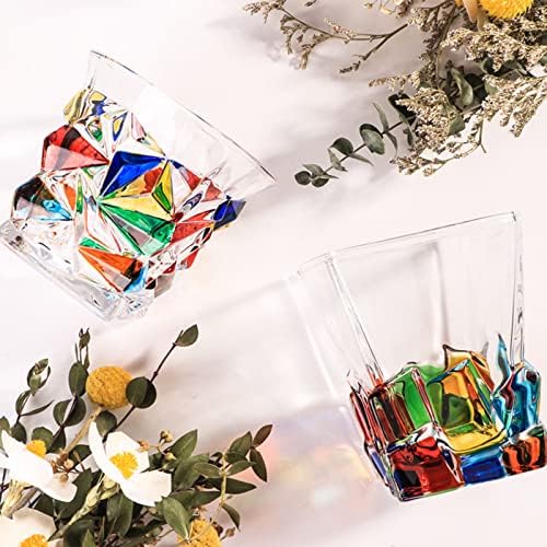 Conjunto de vidro de uísque de 2-vitrais pintados à mão em estilo italiano, copos de vinhos sem líderes com copos escoceses