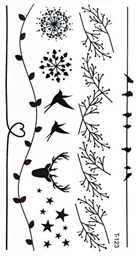 Parita pequenas folhas de árvores Flores galhos Tatuagens Tatuagem Temporária 3D Corpo sexy Braços impermeáveis ​​falsos ombro