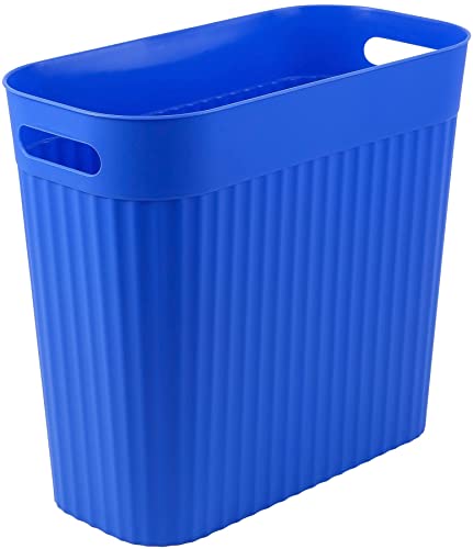 Besuma Slim plástico retangular pequeno lixo pode cesta de resíduos, lixeira de lixo com alças para banheiro, cozinha, escritório em casa, dormitório