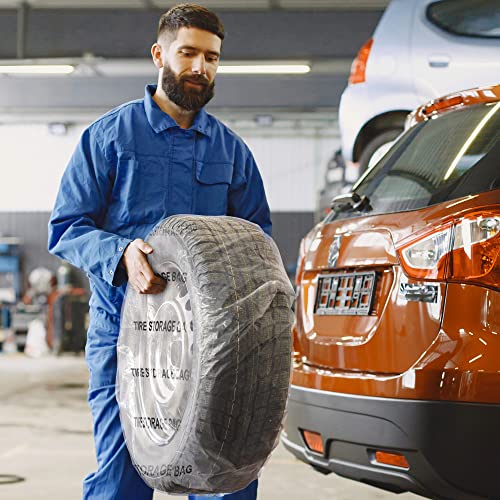 Sacos de armazenamento de pneus nítidos APQ 24 x 12 x 40, bolsas de pneus de polietileno Pacote de plástico de 100, envoltórios de pneus 0,9 mil, protetores de pneus pesados ​​para armazenamento para carro, bicicleta, proteção contra rodas