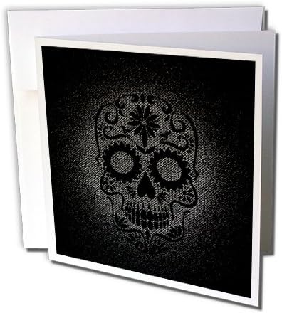 3drose Black Trendy Skull of Horror - Cartão de felicitações, 6 x 6, solteiro