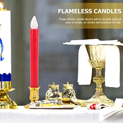 Nuobesty Dining Table Decor 6 PCs sem chamas Luzes de velas diminuem as velas de jantar de cera de vela sem perfume vela LED