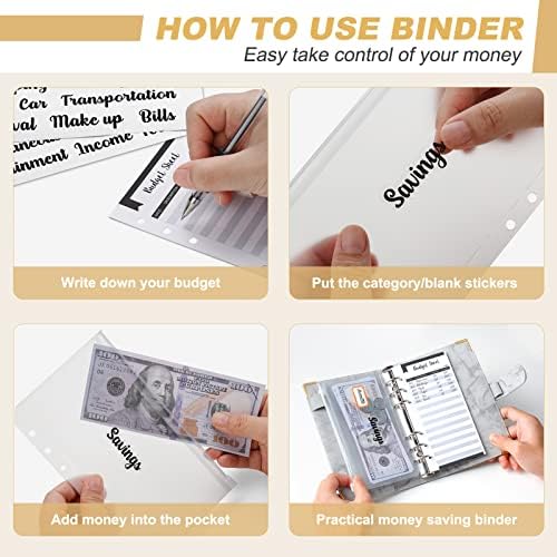 Binder Onteshesh, envelopes de caixa para orçamento, organizador de dinheiro para dinheiro, 28pcs Binder com envelopes