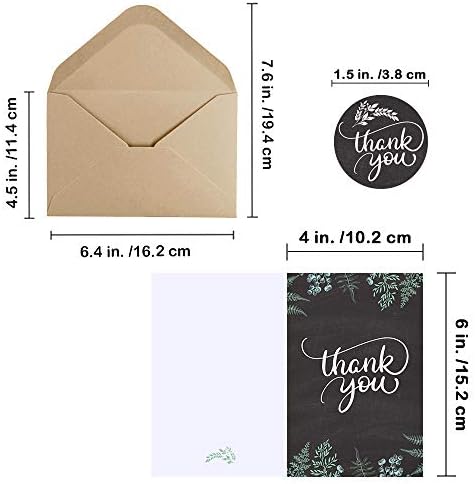 Cartões de agradecimento com envelopes de envelopes de 150 conjuntos com adesivos de agradecimento 6 Designs de cartões de agradecimento