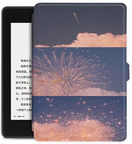 Caso de sensação de toque de pele para o novo oásis do Kindle, com acordar/sono automático, nova capa de oásis de 7 '' à prova d'água - fogos de artifício - fogos de artifício