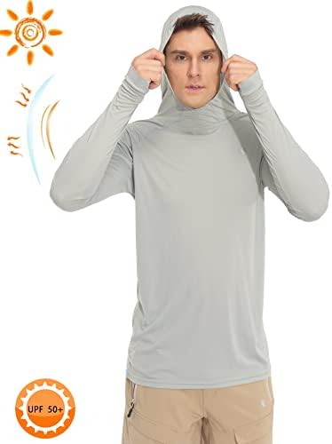 Little Donkey Andy Men's UPF 50+ Sun Protection Camisa esticada com capuz leve para pescar ciclismo de corrida