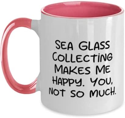 Presentes de coleta de vidro do mar reutilizável, coleta de vidro do mar me faz feliz ,, vidro do mar coletando dois tons de 11 onças de amigos