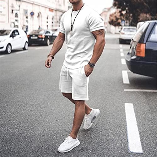 Men's Sport Casual Set Mangas curtas T-shirts & Shorts 2pcs Terno de verão Traje de fitness Traje de fitness