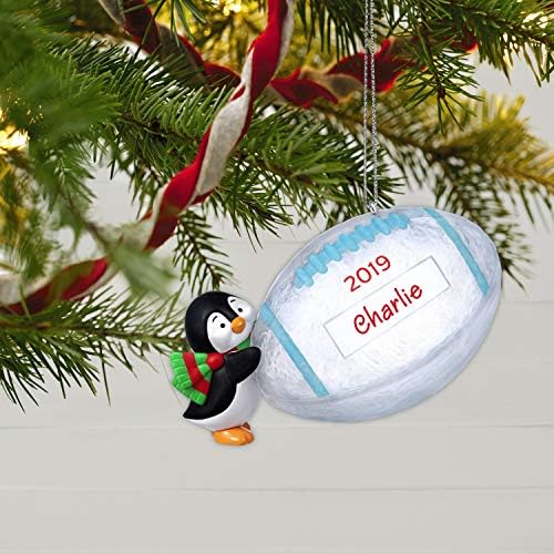 Ornamento de Natal de Keetake Keetake de 2019 datado do ano, estrela de futebol Penguin DIY Ornamento personalizado