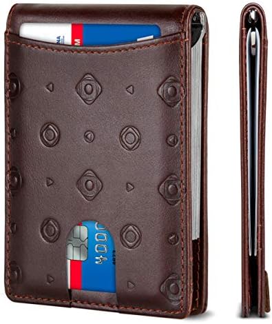 SERMAN BARDS RFID bloqueando as carteiras de bolso frontal minimalista de couro genuíno, para homens com clipe de dinheiro masculino fino
