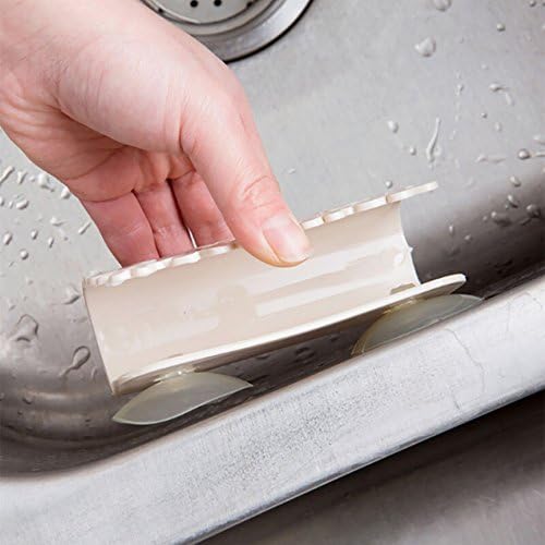 Organizador de armazenamento da pia da cozinha - Pequeno suporte para esponjas, sabonetes, lavadores - Design de cesta de secagem rápida com fortes copos de sucção