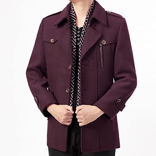 Maiyifu-gj Men com cachecol elegante e elegante casaco de lã de lã de inverno Business Business Trench Casacs Slim Fit Warm de comprimento médio