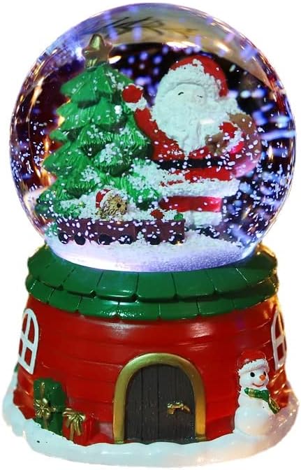 Creative Santa Crystal Ball Box Box Quarto Decorações de mesa de neve automática