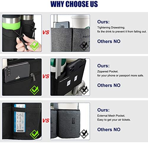 DA Li Shi Luggage Travel Cup Holder Free Your Hand com dois porta -copos e acessórios para viagens de bolsa com zíper