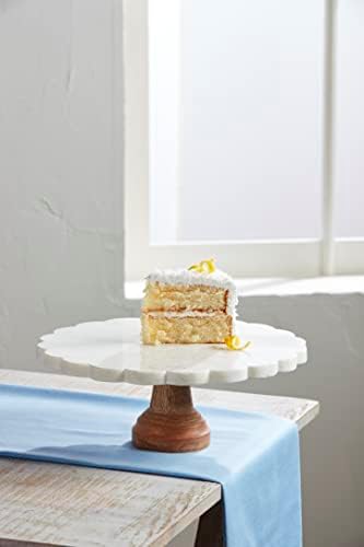 Suporte de bolo de mármore de torta de lama, 12 dia, branco