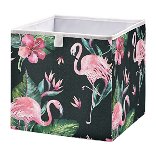 Tropical Floral Flamingo Cubo de armazenamento BIN COLEXBLELA BILS CORTE DE BRINHAMENTO PROMUTANTE PARA CREANTE Organizador