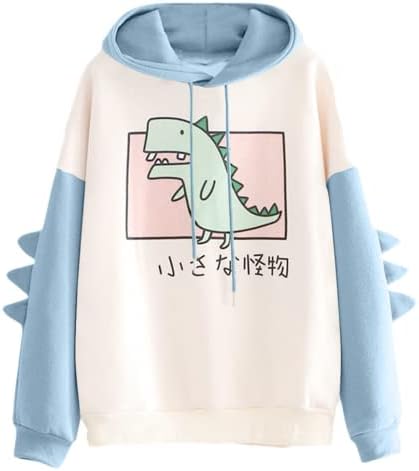 Hoodie de dinossauro kawaii pulôver fofo moletom com capuz para adolescentes