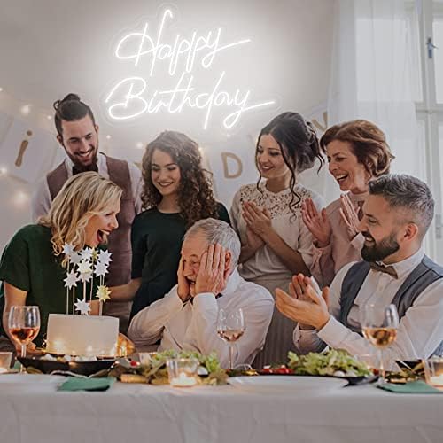 Feliz aniversário, sinal de néon para decoração de parede, grande luz LED lança luzes de decoração de aniversário, iluminação de aniversário para decoração de casa iluminação de decoração personalizada para todos os melhores festas de aniversário personalizadas para meninas, menino