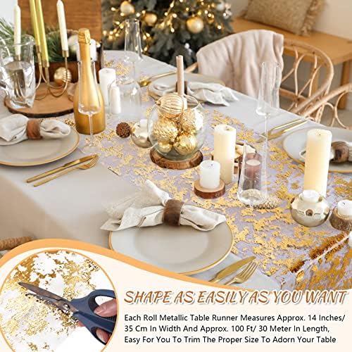 Gold Runner Runner Séquina Glitter Table Roll Roll Roll Mesh Gold Fabric para Decoração de Tabel Decorações Centrais Decorações de Casamento Para Casamento de Casamento de Casamento Suprimentos de Aniversário