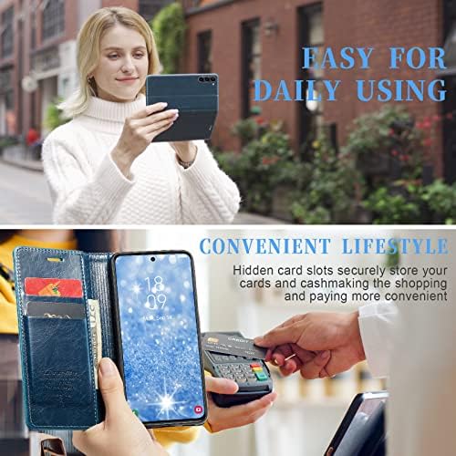 Wawz Compatível com a caixa da carteira Galaxy S23, capa de carteira de couro fólio à prova de choques com slots de cartas invisíveis