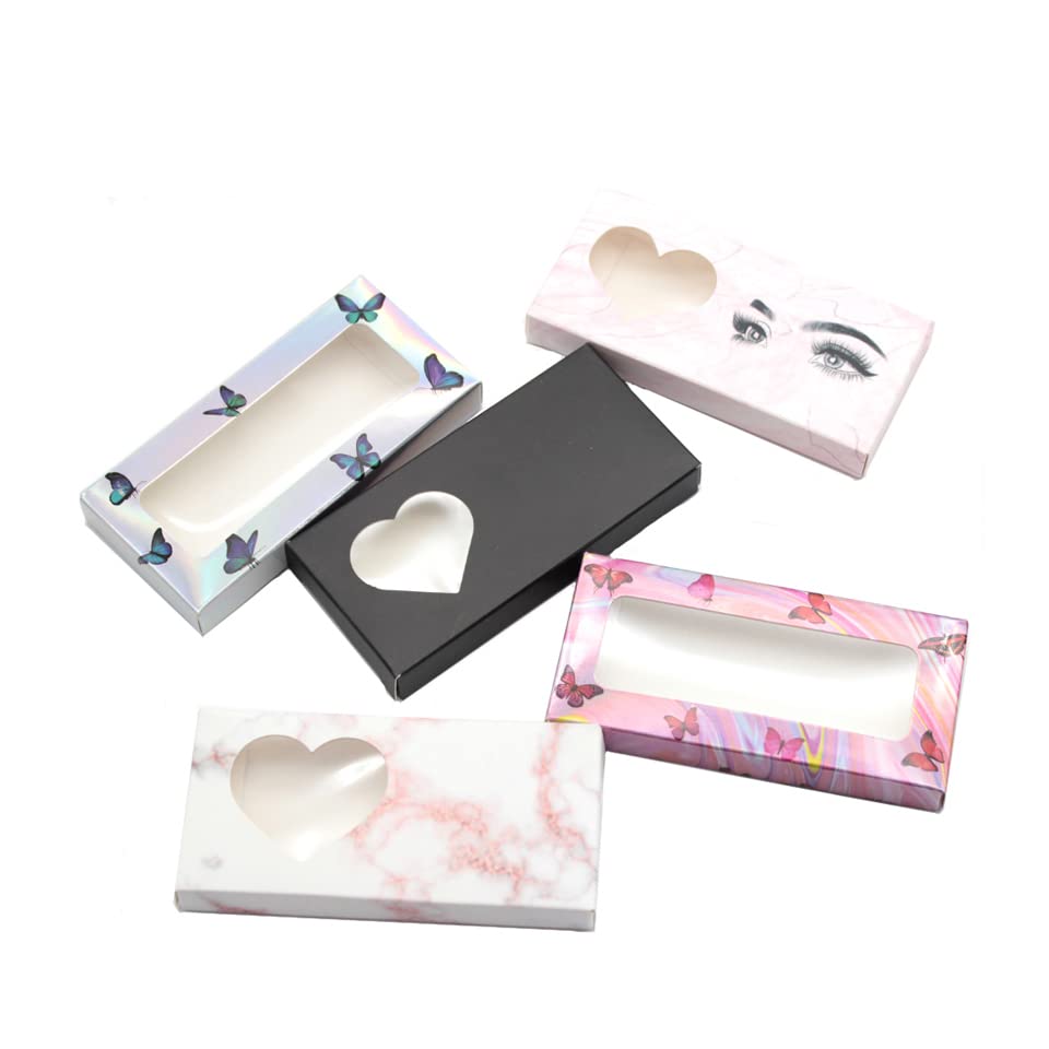 Butterfly Marble Style Lash Caixas embalagens de cores cor de cor de coração preto cor de cor de coração, caixas de