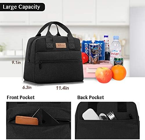 Homespon lancheira isolada lancheira lancheira cooler ttete caixa de cooler saco de almoço para mulheres/homens/trabalho/piquenique, grande preto