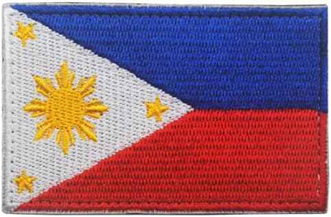 Filipinas sinaliza a braçadeira tática bordada patches badges táticas de moral de bordado de bordado militar gancho e loop na parte