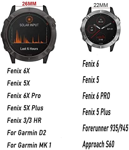 Gikos para Garmin Fenix ​​6 Pro/Sapphire 5 5x mais 6 6x Pro 3 3hr 5 Plus Pulseira Quick Fit 26 22mm Relógio Acessórios