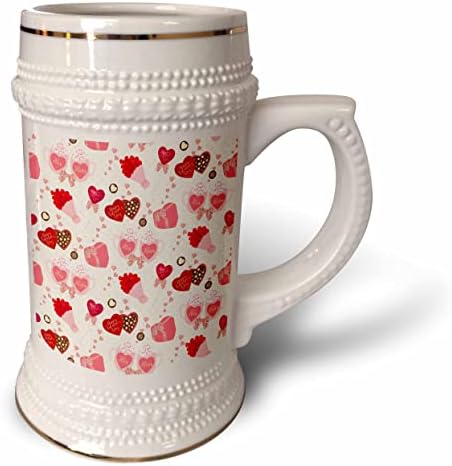 3drose glam corações, rosas, presentes, padrão de dia dos namorados - 22oz de caneca