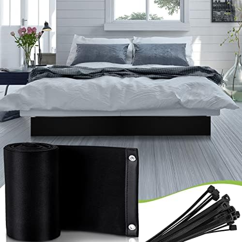 Bloqueador de brinquedos de 126 x 6 polegadas para a cama com 10 gravatas com zíper de nylon preto, embaixo do bloqueador da cama para animais de estimação, sob o bloqueador de móveis, sob o pára -choques do sofá sob guarda