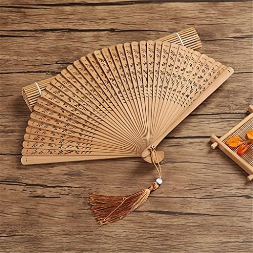 Jkuywx gravado Vintage Wood Hand Fã dobrável Fan Hold Fan Gift Wedding Bridal Party Pocket Fan